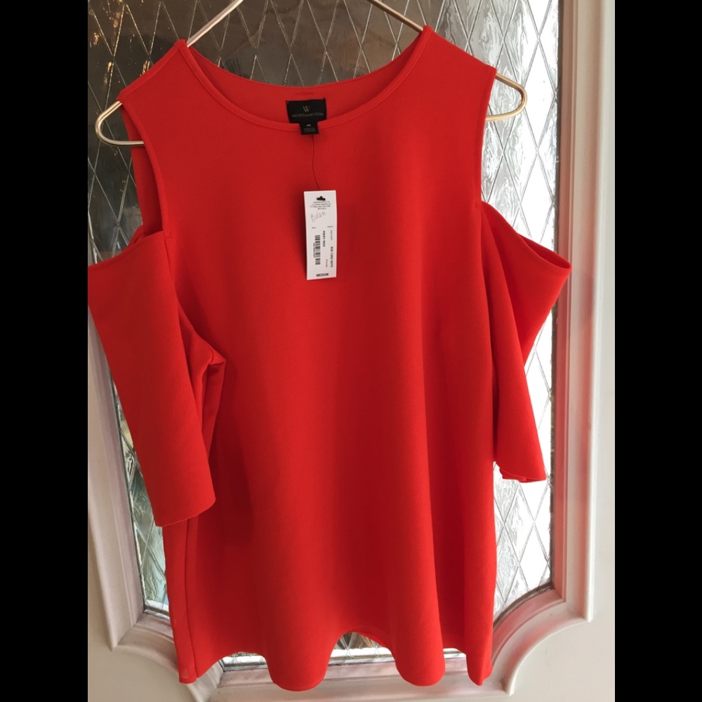NWT Worthington Fiery Red Cut Out Shoulders M